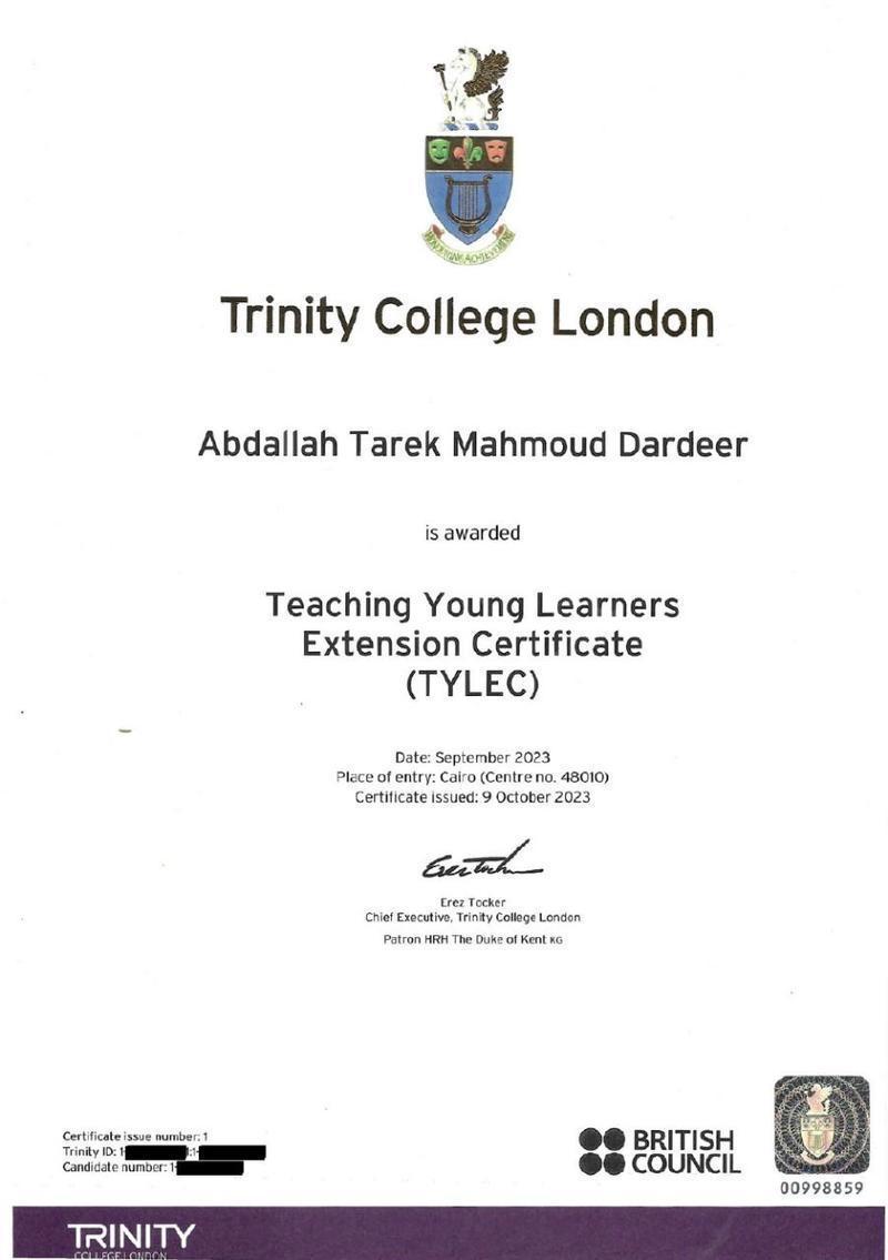 Certification for Abdallah Dardeer
