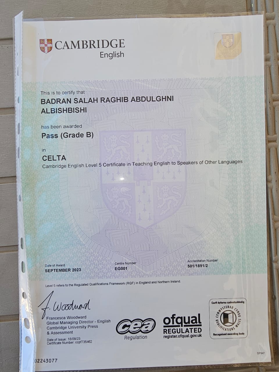 Certification for Badran Salah